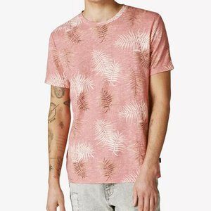 LUCKY BRAND Men's T-Shirt  Leaf Print Short Sleeve Pink NWT